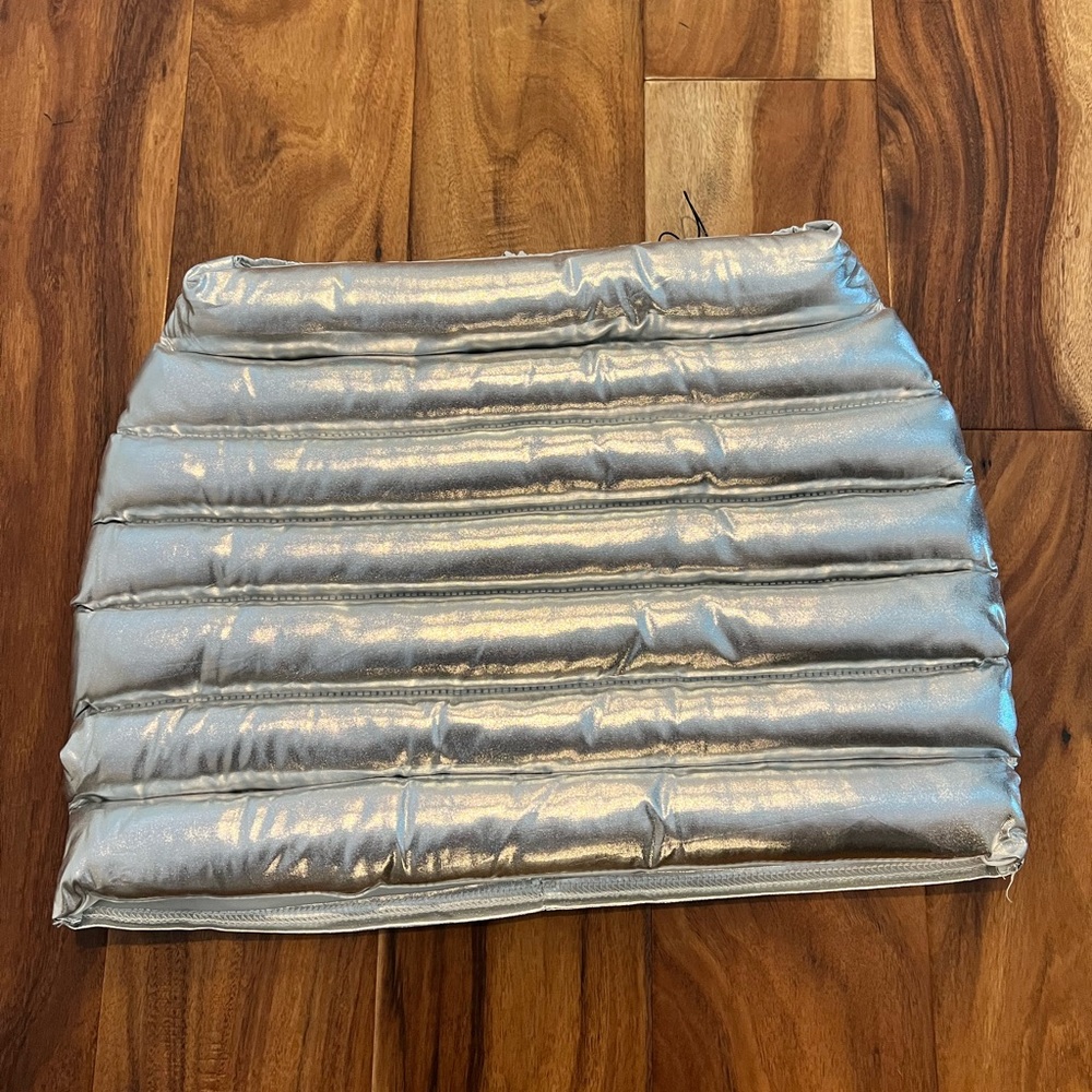Fashion Nova Bubble Silver Mini Skirt